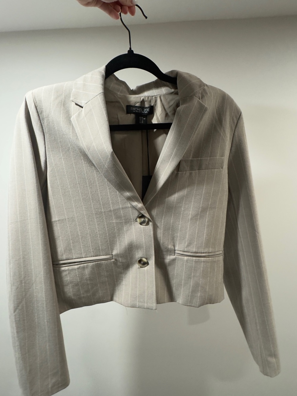 Rachel Zoe Cream Pinstripe Cropped Blazer